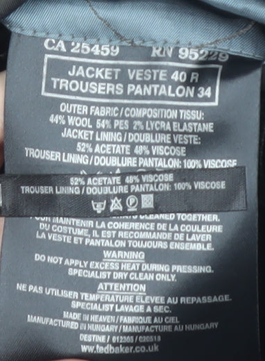 Mens UK Size 40 Ted Baker Regular Black Suit Jacket