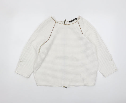 Zara Basic Women's White Basic Top, Size S, Zip Accent