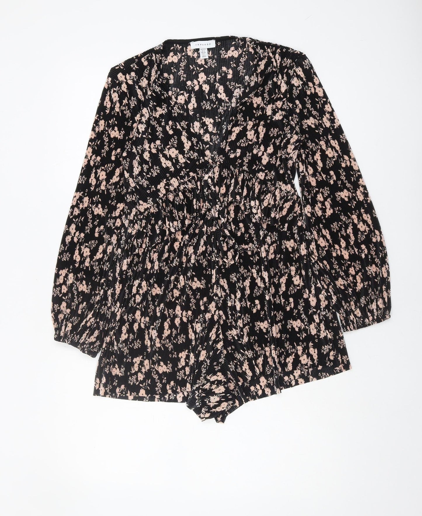 Topshop Women's Black Floral Playsuit Size 6 Petite
