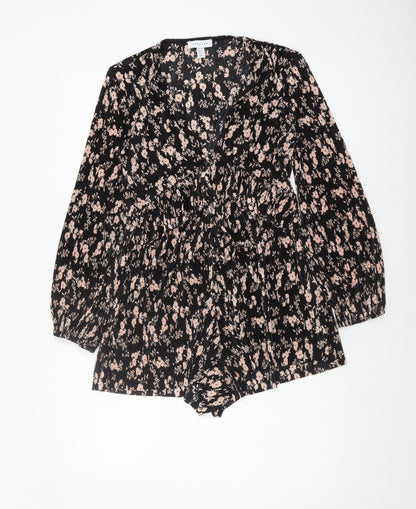 Topshop Women's Black Floral Playsuit Size 6 Petite