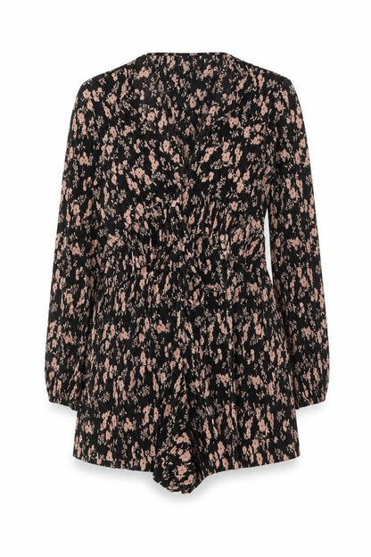 Topshop Women's Black Floral Playsuit Size 6 Petite
