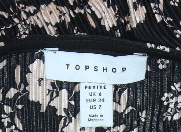 Topshop Women's Black Floral Playsuit Size 6 Petite