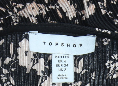 Topshop Women's Black Floral Playsuit Size 6 Petite