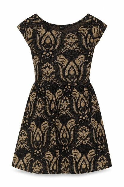 ASOS Women's Black Beige Paisley A-Line Dress Size 12