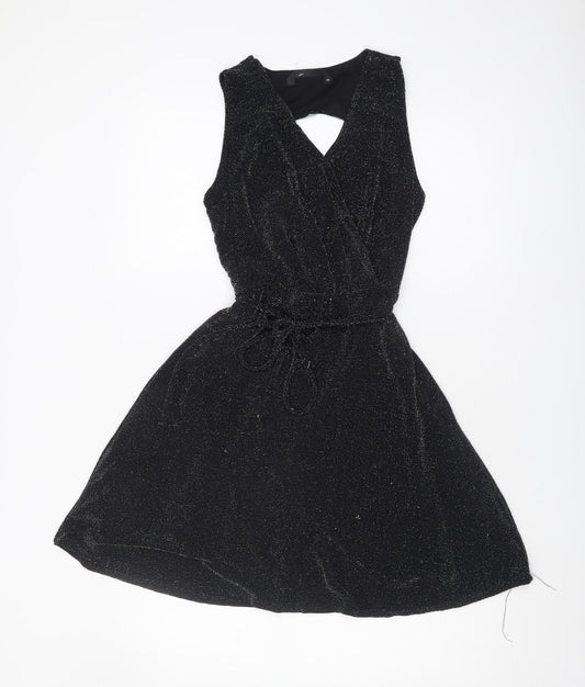 Dunnes Women's Black Wrap Dress Size 10 Party/Sleeveless