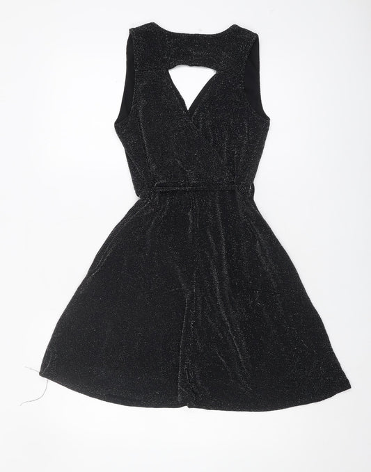 Dunnes Women's Black Wrap Dress Size 10 Party/Sleeveless