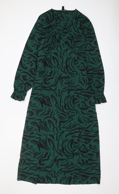 New Look Tall Green Animal Print Dress, Size 12