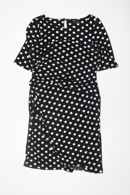 Next Women's Black Polka Dot Pencil Dress Size 16