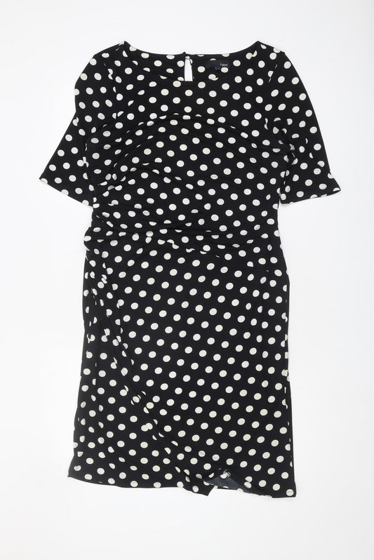 Next Women's Black Polka Dot Pencil Dress Size 16