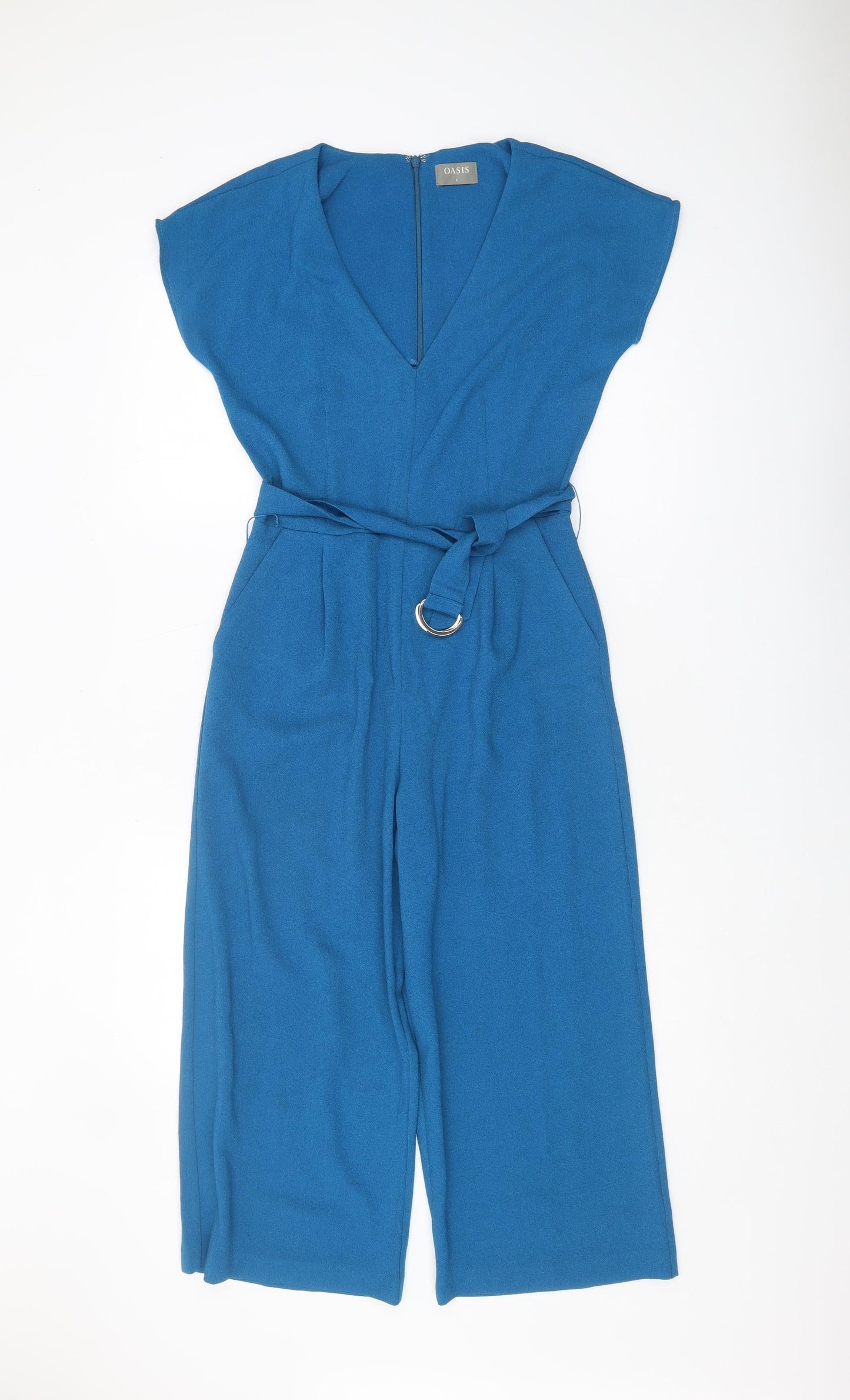 Oasis Women's Blue Sleeveless Jumpsuit, Size 6, Belted Style