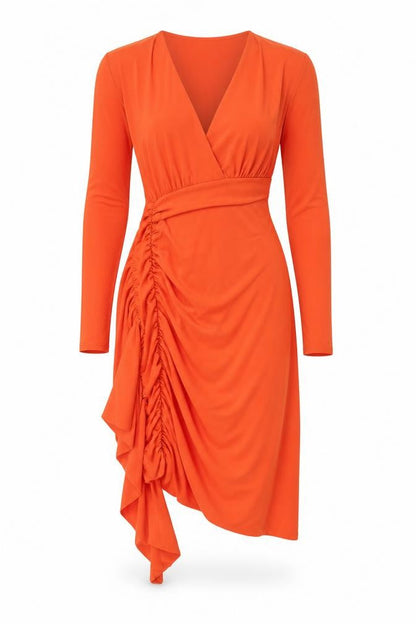 Ruched & Ready Women’s Orange Wrap Dress S