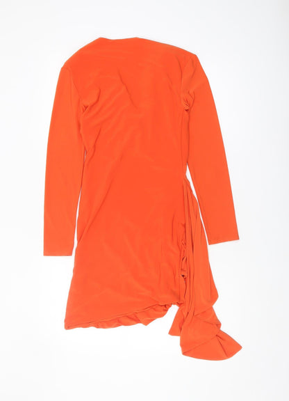 Ruched & Ready Women’s Orange Wrap Dress S