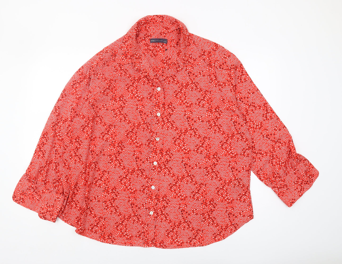 Womens UK Size 20 Marks and Spencer Red Basic Button-Up