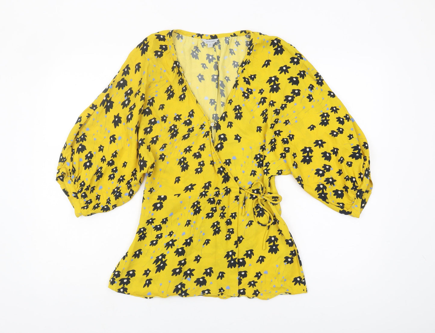 Womens UK Size 8 Jigsaw Yellow Wrap Blouse