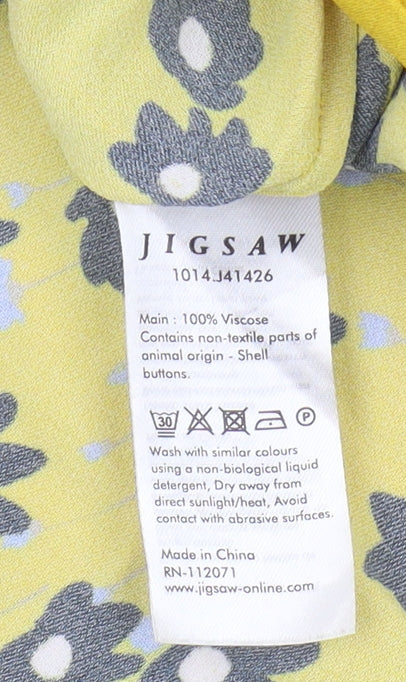 Womens UK Size 8 Jigsaw Yellow Wrap Blouse