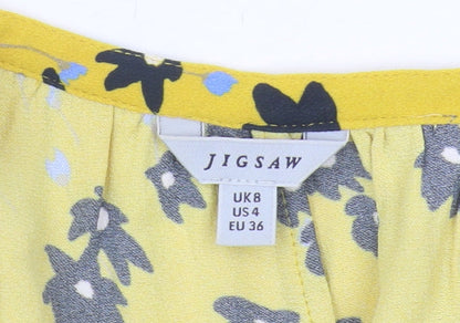 Womens UK Size 8 Jigsaw Yellow Wrap Blouse