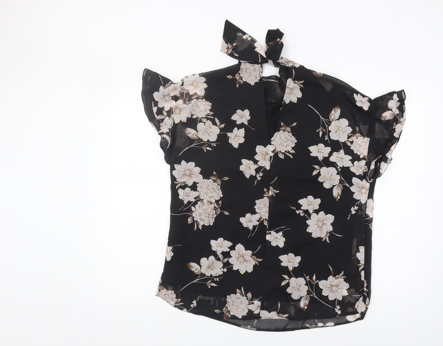 Womens UK Size 14 M&Co Black Tunic Blouse