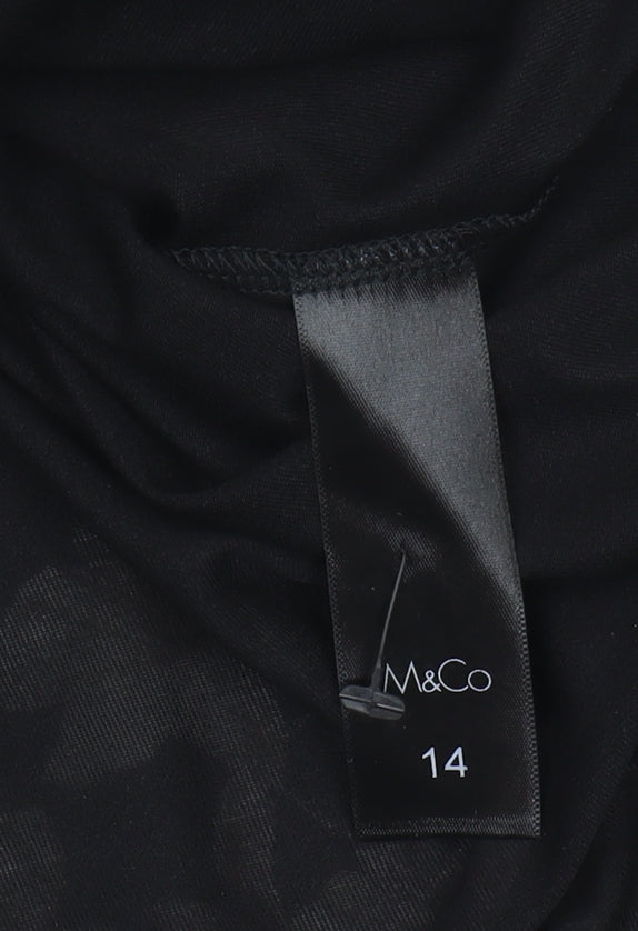Womens UK Size 14 M&Co Black Tunic Blouse