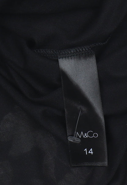 Womens UK Size 14 M&Co Black Tunic Blouse