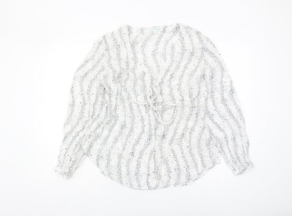 Womens UK Size L JoJo Maman Bébé White Wrap Blouse