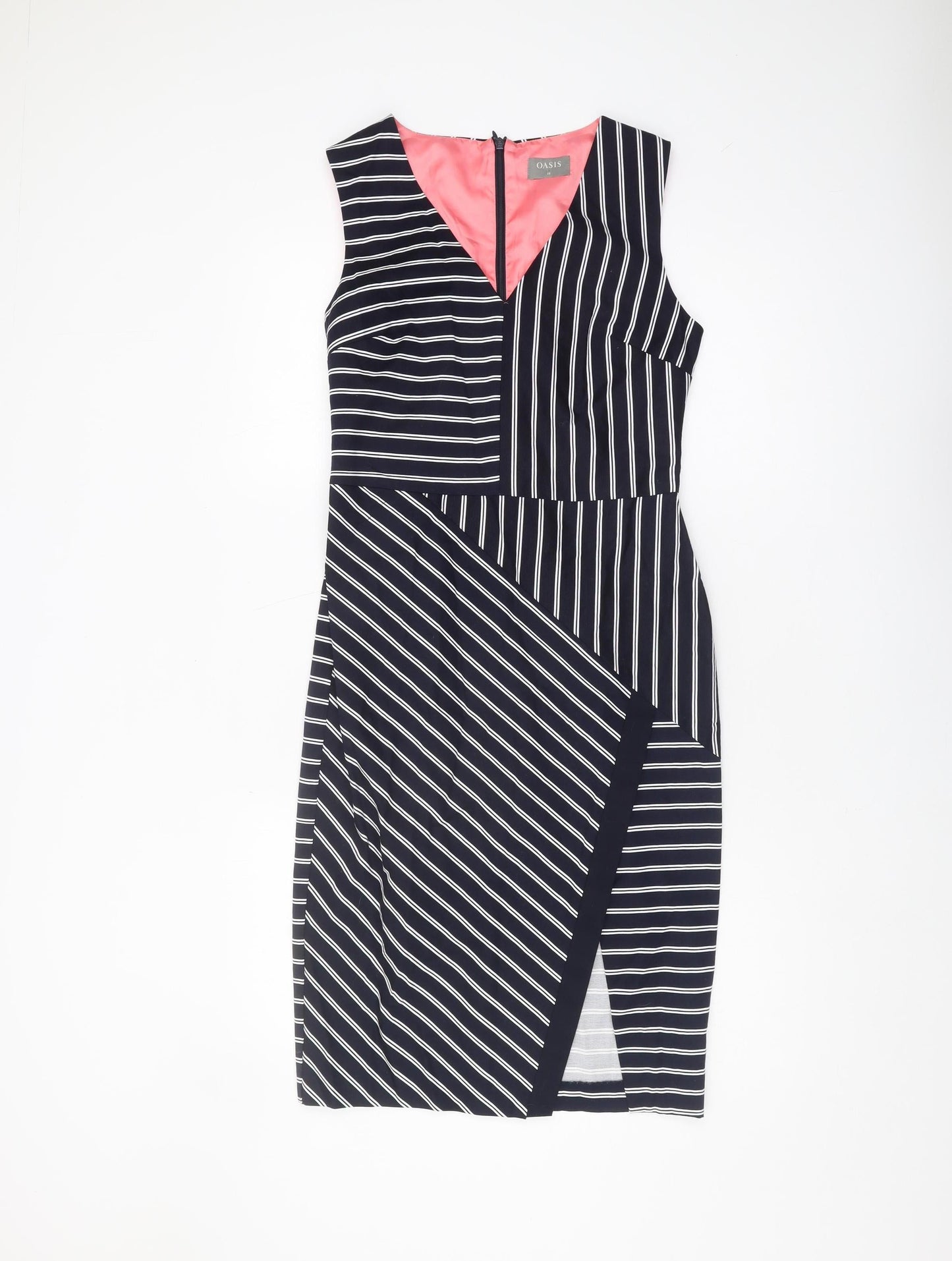 Oasis Women's Black Striped Bodycon Dress - Size 10