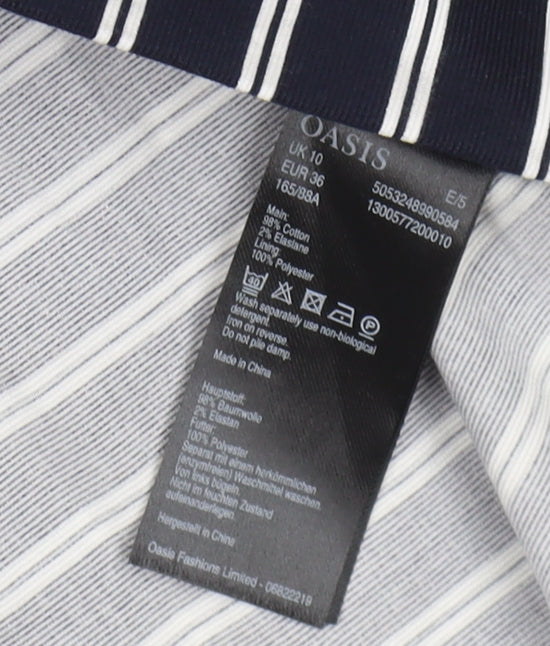 Oasis Women's Black Striped Bodycon Dress - Size 10