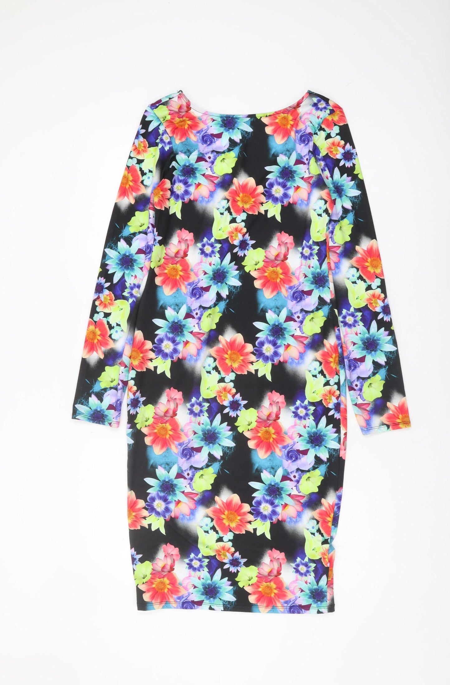 Lipsy Women's Multicoloured Floral Bodycon Dress Size 10