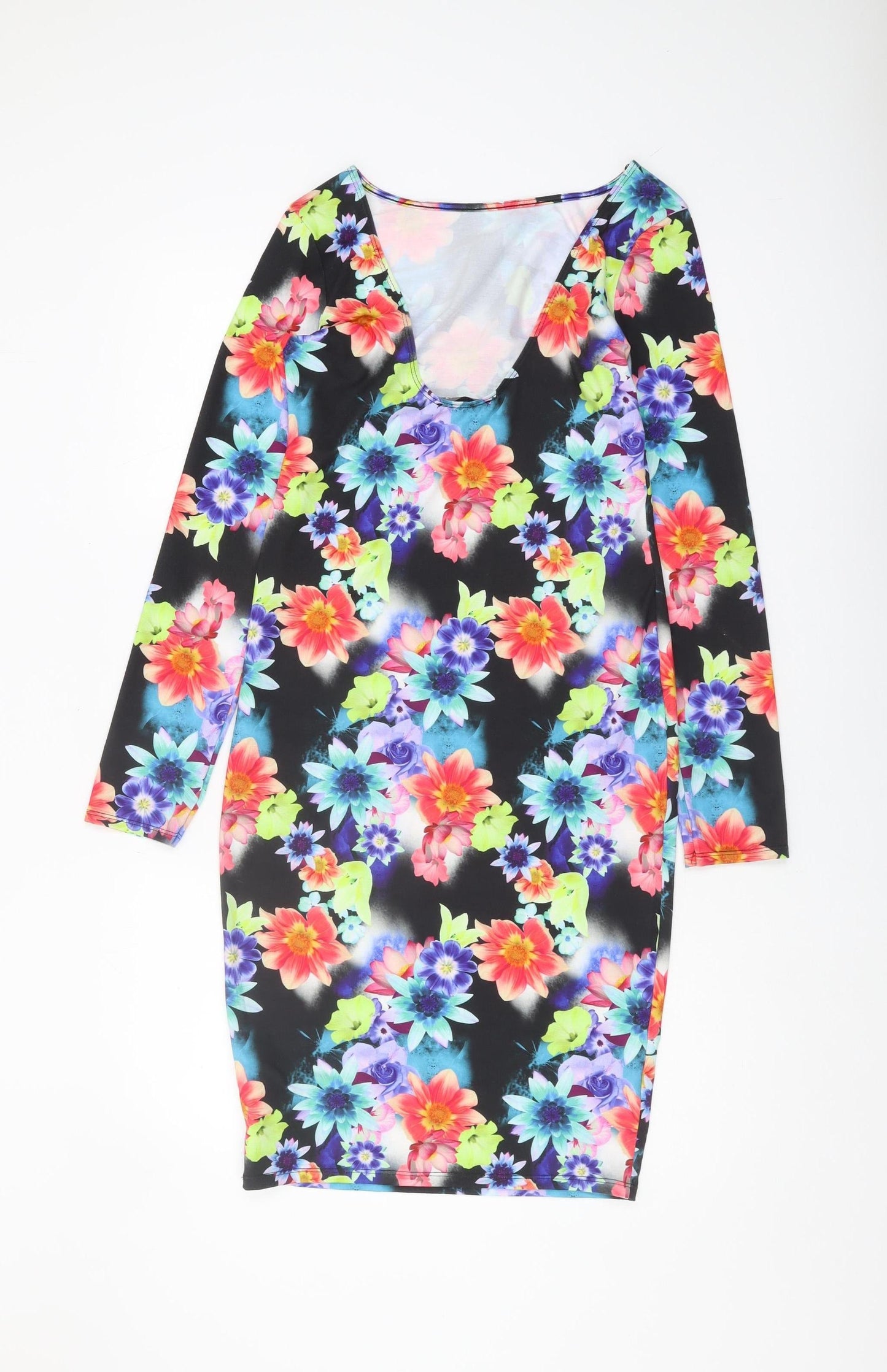 Lipsy Women's Multicoloured Floral Bodycon Dress Size 10