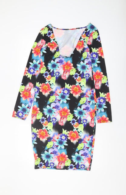 Lipsy Women's Multicoloured Floral Bodycon Dress Size 10