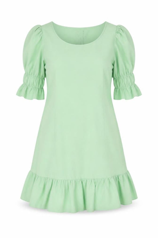 NA-KD Women's Green Mini Dress Size 12 with Puff Sleeves