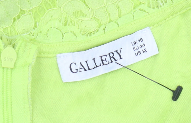 Gallery Women's Green Sheath Dress, Size 16, Elegant Partywear