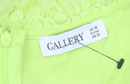 Gallery Women's Green Sheath Dress, Size 16, Elegant Partywear