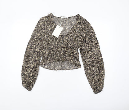 Womens UK Size XS Pull&Bear Multicoloured Cropped Blouse