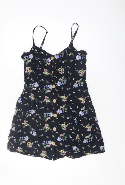 Urban Outfitters Women's Black Floral Slip Dress S