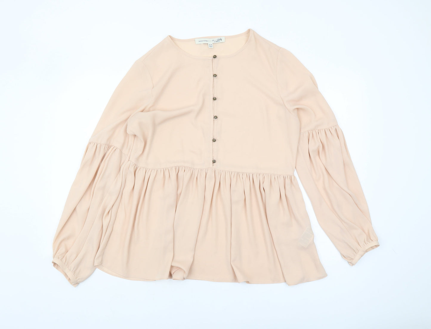 Banana Republic Women's Beige Blouse M, Button Accents, Woven