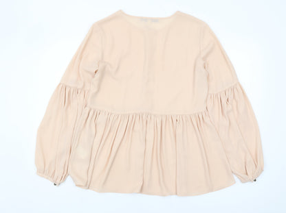 Banana Republic Women's Beige Blouse M, Button Accents, Woven