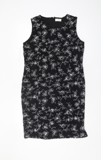 Anna Rose Women's Black Floral Sheath Dress Size 16