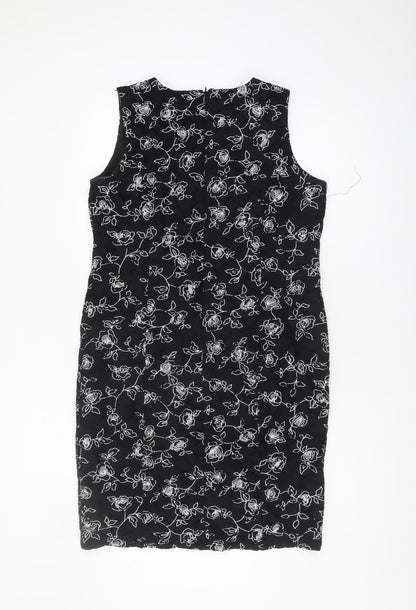 Anna Rose Women's Black Floral Sheath Dress Size 16