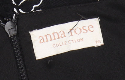 Anna Rose Women's Black Floral Sheath Dress Size 16