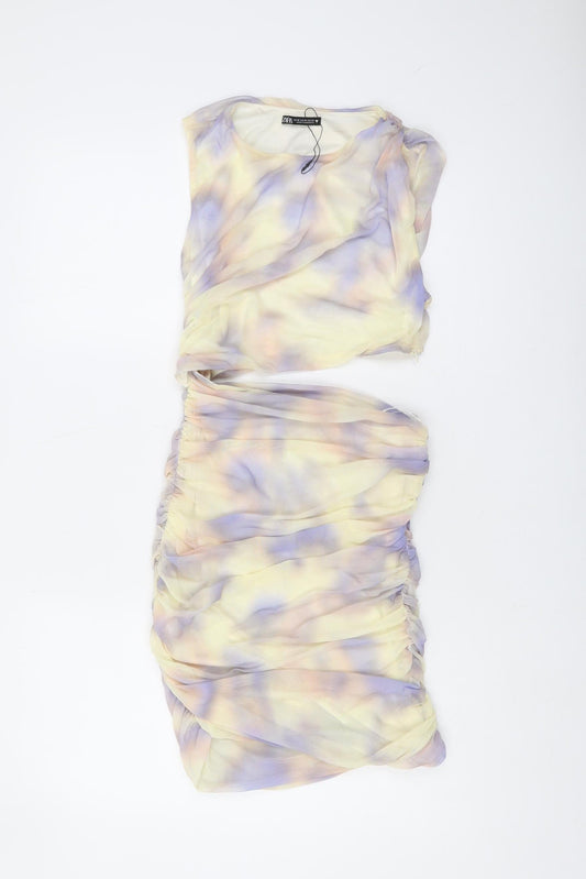 Zara Women's Multicoloured Sleeveless Dress M