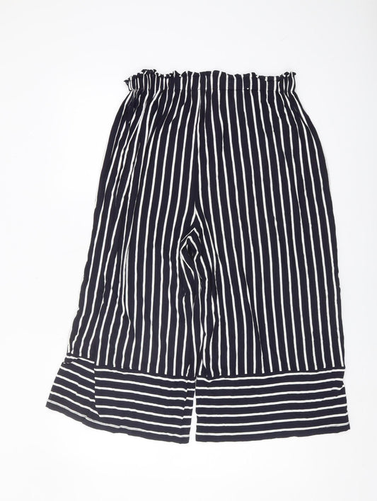 Monsoon Black Striped Paperbag Trousers Women M
