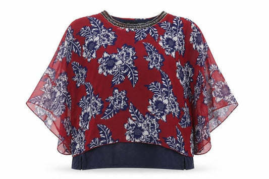 Klass Floral Beaded Women's Multicoloured Top XL