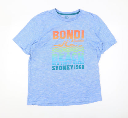 Next Men's Blue Graphic T-Shirt, Size L, Beach Theme