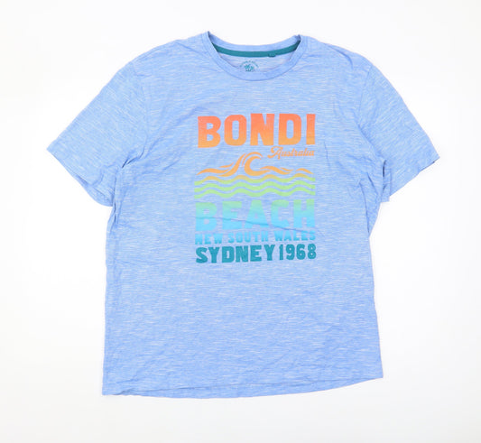 Next Men's Blue Graphic T-Shirt, Size L, Beach Theme