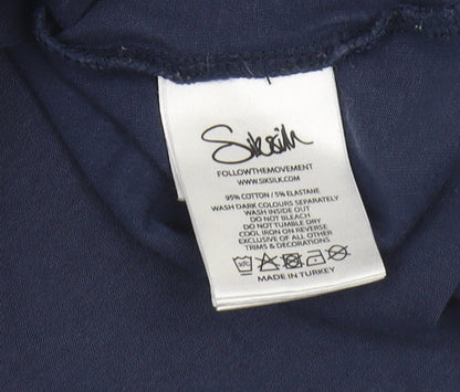 SikSilk Men's Blue Crew Neck Short Sleeve T-Shirt M