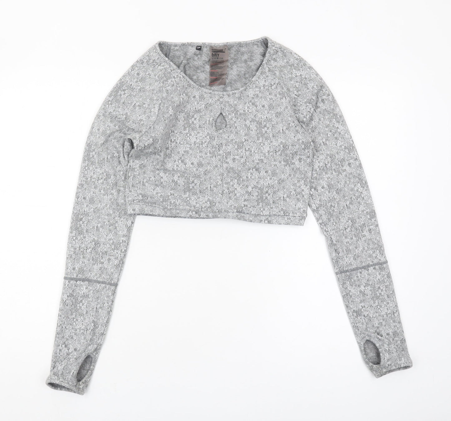 Gymshark Women's Grey Cropped Long Sleeve Top - M
