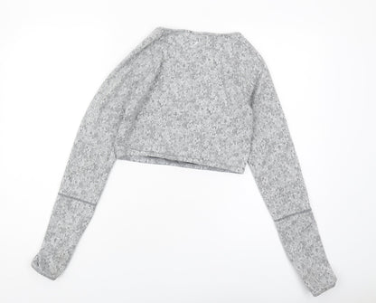Gymshark Women's Grey Cropped Long Sleeve Top - M