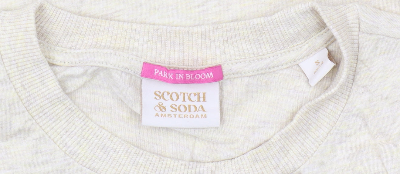 Unisex Adults UK Size S Scotch & Soda Beige Jersey T-Shirt
