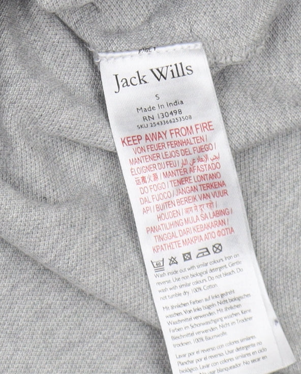 Jack Wills Men's Grey Striped Polo Shirt, Size S, Classic Fit