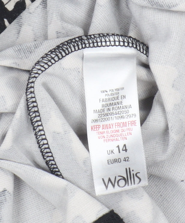 Wallis Women’s Petite Black Dress, Size 14, Animal Print